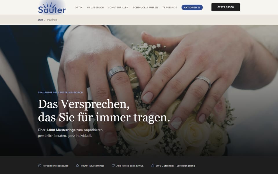 Optik Sauter – Bereich Trauringe